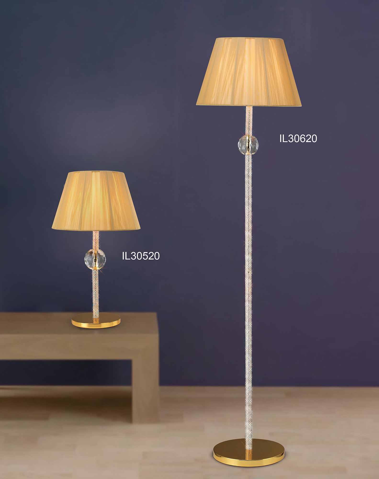 Elena Gold Crystal Floor Lamps Diyas Base Only Floor Lamps